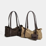 Women's Suede Vegan Leather Texture Top Handle Shoulder Tote Bag