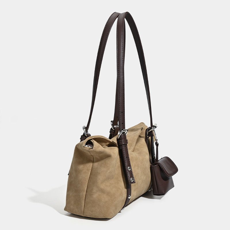 Women's Suede Vegan Leather Texture Top Handle Shoulder Tote Bag