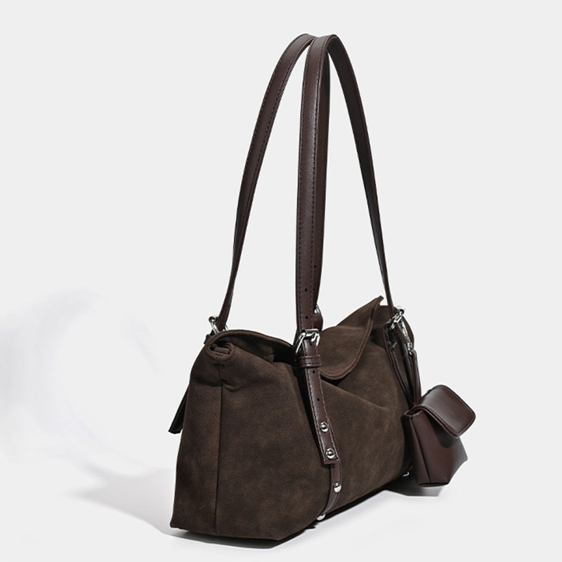 Women's Suede Vegan Leather Texture Top Handle Shoulder Tote Bag