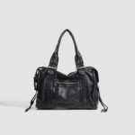 Women's Vegan Leather Textured Rivet Top Handle Shoulder Bag