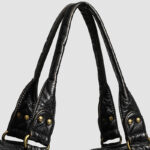 Women's Vegan Leather Textured Rivet Top Handle Shoulder Bag