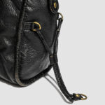 Women's Vegan Leather Textured Rivet Top Handle Shoulder Bag