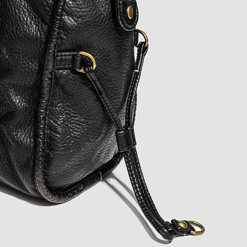 Women's Vegan Leather Textured Rivet Top Handle Shoulder Bag