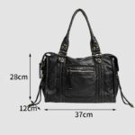 Women's Vegan Leather Textured Rivet Top Handle Shoulder Bag