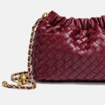 Women's Vegan Leather Woven Chain Crossbody Bucket Bag