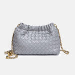 Women's Vegan Leather Woven Chain Crossbody Bucket Bag