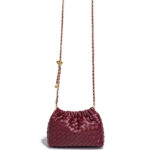Women's Vegan Leather Woven Chain Crossbody Bucket Bag