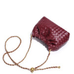 Women's Vegan Leather Woven Chain Crossbody Bucket Bag