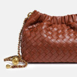 Women's Vegan Leather Woven Chain Crossbody Bucket Bag