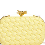Women's Vegan Leather Woven Knot Clasp Chain Shoulder Crossbody Clutch Bag