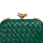 Women's Vegan Leather Woven Knot Clasp Chain Shoulder Crossbody Clutch Bag