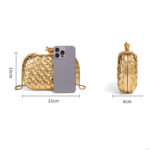 Women's Vegan Leather Woven Knot Clasp Chain Shoulder Crossbody Clutch Bag