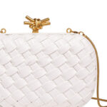 Women's Vegan Leather Woven Knot Clasp Chain Shoulder Crossbody Clutch Bag