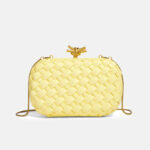 Women's Vegan Leather Woven Knot Clasp Chain Shoulder Crossbody Clutch Bag