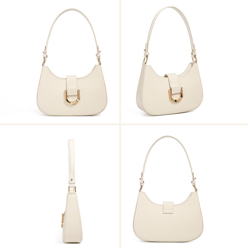 Women's Split Leather Buckle Shoulder Hobo Bag