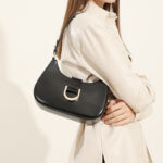 Women's Split Leather Buckle Shoulder Hobo Bag