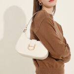 Women's Split Leather Buckle Shoulder Hobo Bag