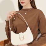 Women's Split Leather Buckle Shoulder Hobo Bag