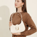 Women's Split Leather Buckle Shoulder Hobo Bag