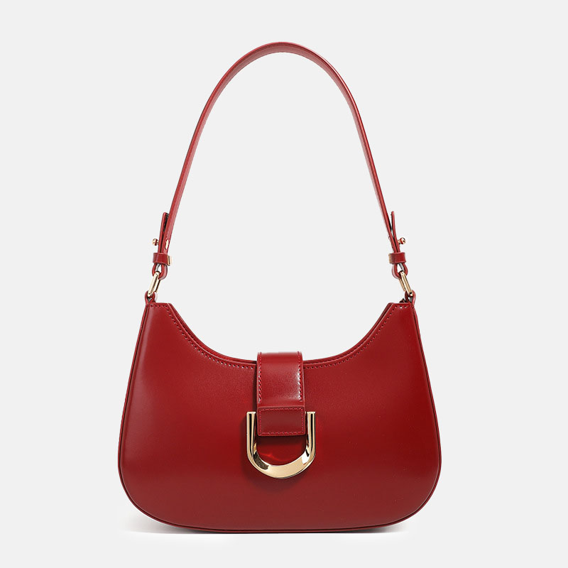 Women's Split Leather Buckle Shoulder Hobo Bag