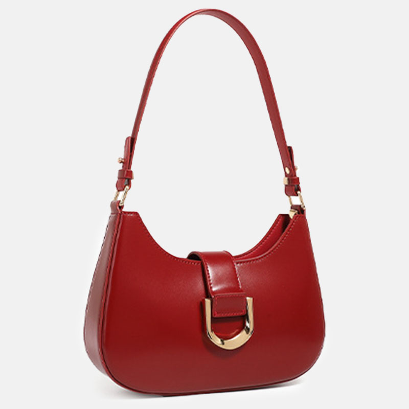 Women's Split Leather Buckle Shoulder Hobo Bag