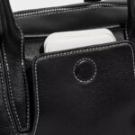Women's Split Leather Curved Top Handle Shoulder Baguette Bag