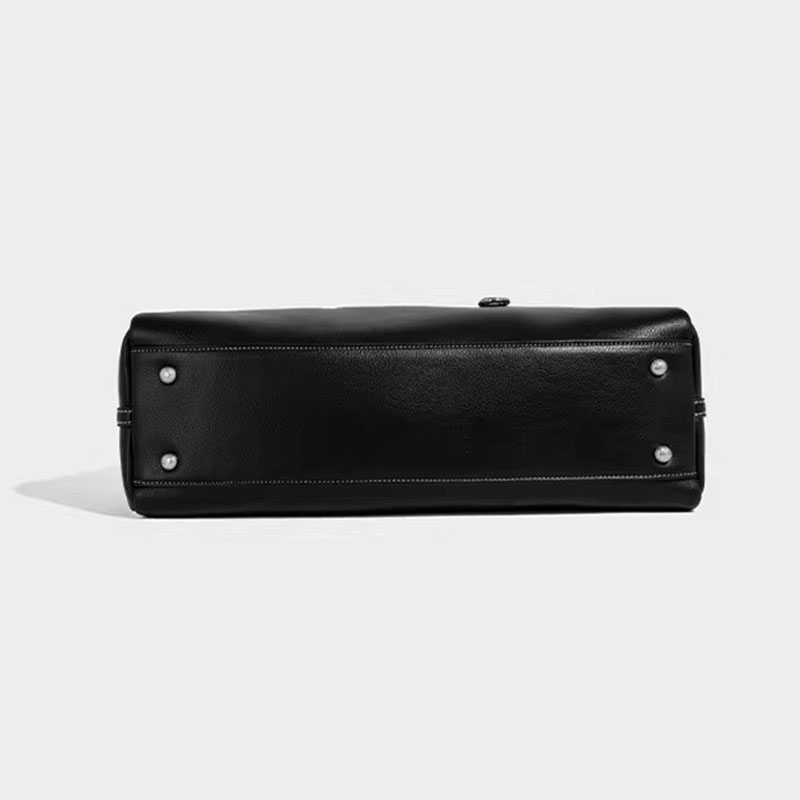 Women's Split Leather Curved Top Handle Shoulder Baguette Bag