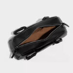 Women's Split Leather Curved Top Handle Shoulder Baguette Bag