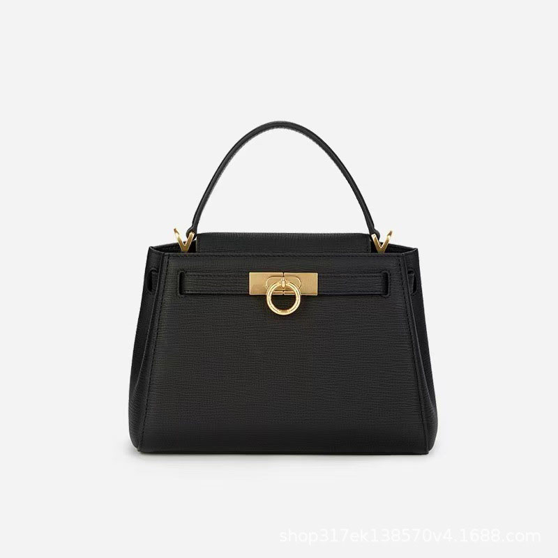 Women's Split Leather Structured Top Handle Satchel Bag