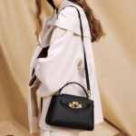 Women's Split Leather Structured Top Handle Satchel Bag