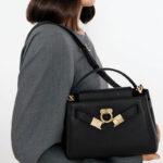 Women's Split Leather Structured Top Handle Satchel Bag