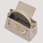 Women's Split Leather Structured Top Handle Satchel Bag