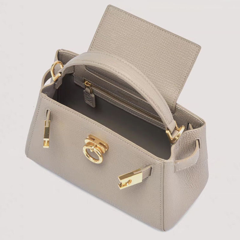 Women's Split Leather Structured Top Handle Satchel Bag