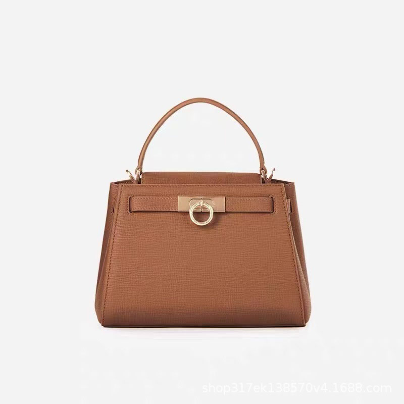Women's Split Leather Structured Top Handle Satchel Bag