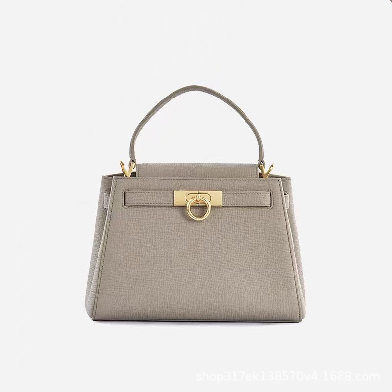 Women's Split Leather Structured Top Handle Satchel Bag