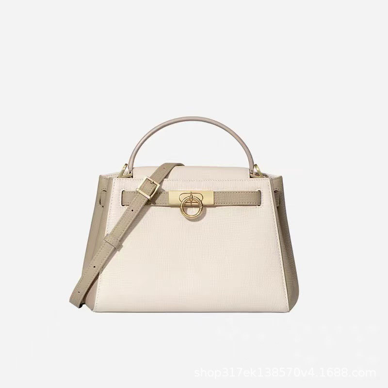 Women's Split Leather Structured Top Handle Satchel Bag