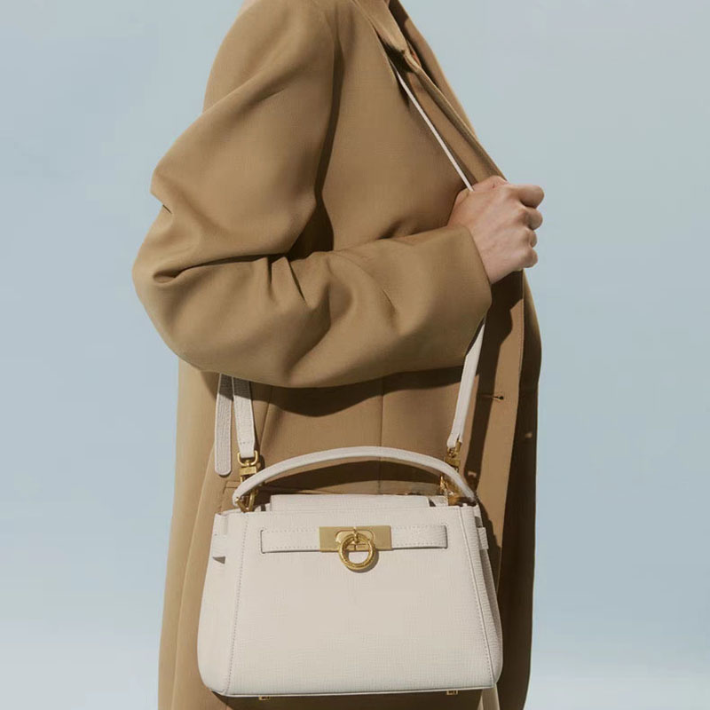 Women's Split Leather Structured Top Handle Satchel Bag