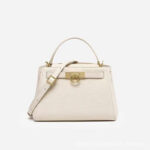 Women's Split Leather Structured Top Handle Satchel Bag