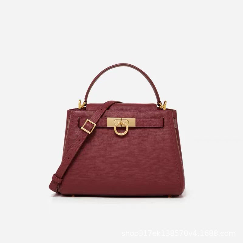 Women's Split Leather Structured Top Handle Satchel Bag