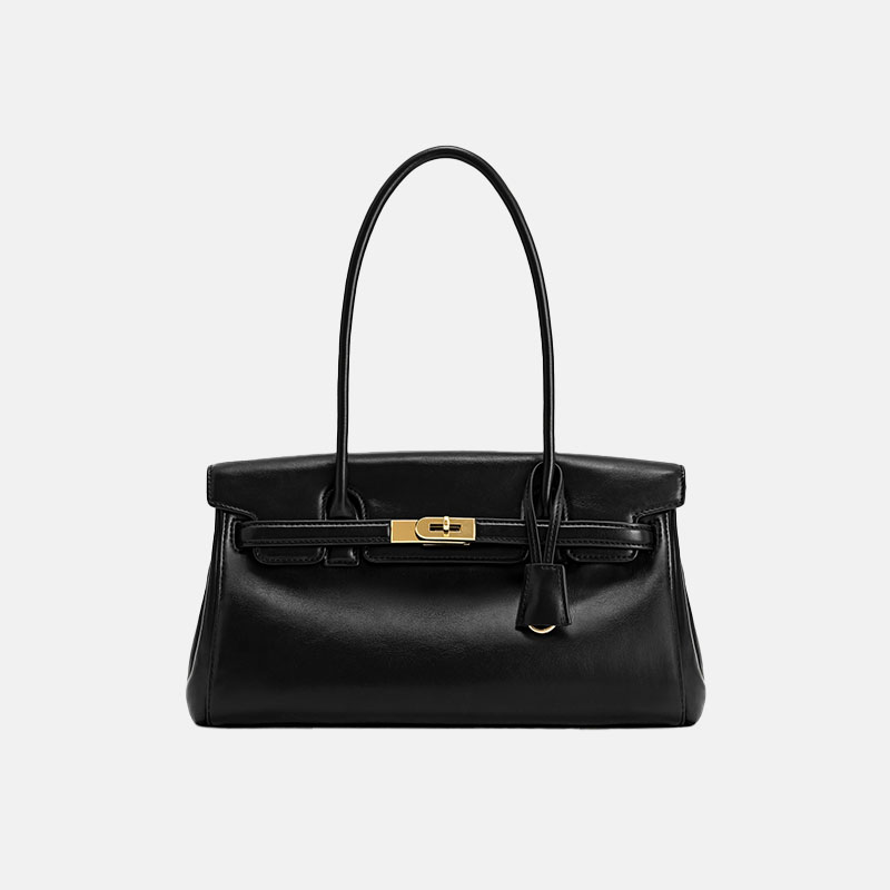 Women's Split Leather Structured Top Handle Shoulder Bag