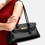 Women's Split Leather Structured Top Handle Shoulder Bag