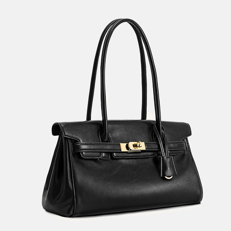 Women's Split Leather Structured Top Handle Shoulder Bag