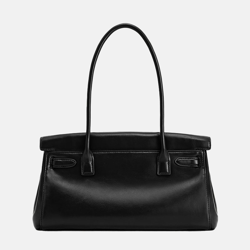 Women's Split Leather Structured Top Handle Shoulder Bag