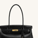 Women's Split Leather Structured Top Handle Shoulder Bag