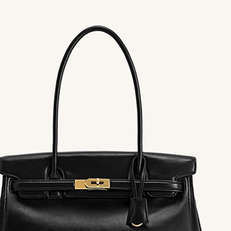 Women's Split Leather Structured Top Handle Shoulder Bag