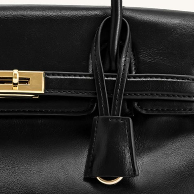 Women's Split Leather Structured Top Handle Shoulder Bag