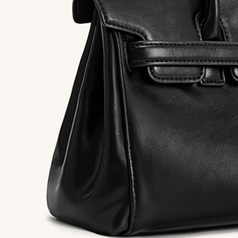 Women's Split Leather Structured Top Handle Shoulder Bag