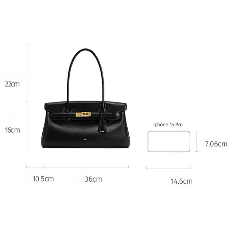 Women's Split Leather Structured Top Handle Shoulder Bag