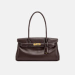 Women's Split Leather Structured Top Handle Shoulder Bag