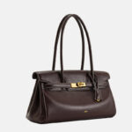 Women's Split Leather Structured Top Handle Shoulder Bag